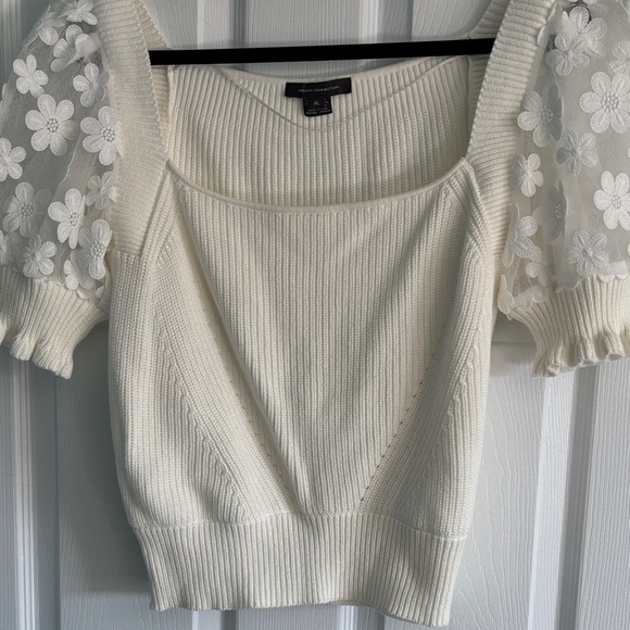 French Connection Ivory Ribbed Knit Top - Picture 7 of 9